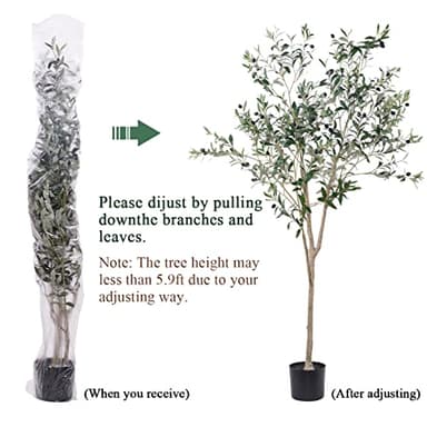 Artificial Olive Tree for Living Room Decor, 6FT Tall Faux Silk Plant Artificial Tree in Potted Oliver Branch Leaves and Fruits for Modern Home Decor Indoor - Image 6