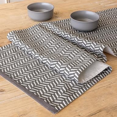 over&back 18x108 Printed Cotton Table Runner - Washable Table Runners for a Custom Home Decor Tablescape - Perfect for Coffee Table, Dinner Table, Living Room, and More - Grey Herringbone - Image 7