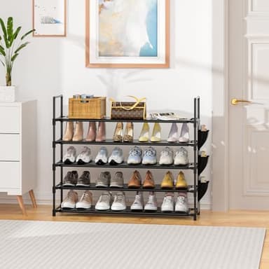 OYREL 5 Tier Shoe Organizer Rack for Closet, Entryway, Garage, Door, Space Saving, Shoe Holder Stand/Tower, Large, 20-25 Capacity - Image 3