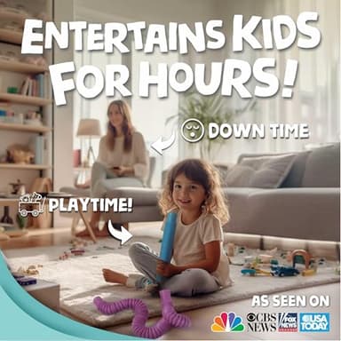 BUNMO Pop Tubes – Large 4-Pack Sensory & Fidget Tubes for Kids 3+ | Stretch, Connect & Pop | Creative STEM Play & Fine-Motor Practice | Vibrant Colors | Non-Mouthable Toy - Image 4