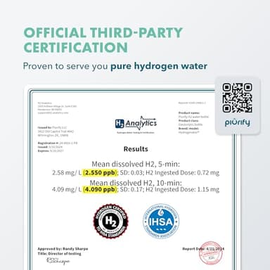 Hydrogen Water Bottle Generator - Up to 4100+ PPB - SPE/PEM Technology - Certified H2 Generator - Portable Athletic Performance & Hydration System - 6-Hour Hydrogen Retention, 10 oz (Black) - Image 6