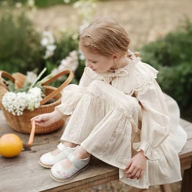 Wulubaba Girls Mary Jane Shoes Flower Infant Newborn Walking Dress Shoes for Wedding Party(Infant/Toddler),White Embroidery,8 - Image 5