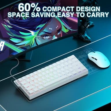Aula WIN60 HE - 60% Mechanical Gaming Keyboard Wired, Hall Effect Magnetic Switch Hot Swappable, Adjustable Actuation RT Mode, 8000 Hz Polling Rate, RGB Keyboard 60 Percent Compact Design for PC - Image 3