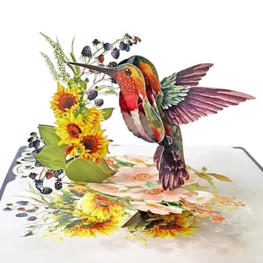 CUTPOPUP Mothers Day Card Pop Up, Birthday 3D Popup Greeting, Birthday Card for Women (Hummingbird Sunflower) - Image 1