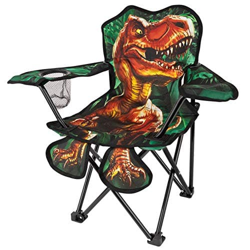 Toy To Enjoy Outdoor Dinosaur Kids Camping Chair – Foldable Children’s Chair for Camping, Tailgates, Beach, – Carrying Bag Included Mesh Cup Holder & Sturdy Construction. Ages 5 to 10 (Patent Pending) - Image 1