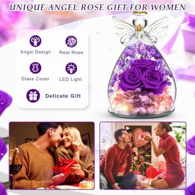 Beferr Birthday Gifts for Women Mom Fresh Flowers for Delivery Prime Forever Preserved Rose in Glass Angel Figurine for Grandma Sister Daughter Wife - Image 5