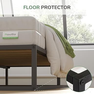 Novilla Metal Platform Bed Frame, Wood Slat Support, No Box Spring Needed, Easy Assembly, Black, Queen - Image 5