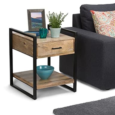 SIMPLIHOME Riverside SOLID MANGO WOOD and Metal 20 inch Wide Rectangle Modern Industrial End Side Table in Natural for the Living Room and Bedroom - Image 9