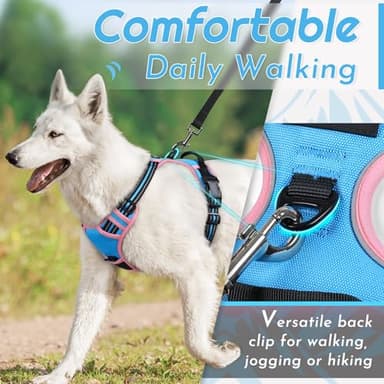 Eagloo Dog Harness for Large Dogs, No Pull Service Vest with Reflective Strips and Control Handle, Adjustable and Comfortable for Walking, No Choke Pet Harness with 2 Metal Rings, Pink & Blue, XL - Image 3