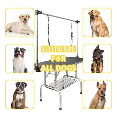 ROOMTEC 46" Dog Grooming Table,Foldable Home Pet Bathing Station with Adjustable Height Arm/Noose/Mesh Tray - Image 3
