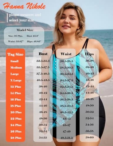 Maternity Swimsuit Plus Size Tummy Control Bathing Suits Scoop Neck Tankini Top with Boy Shorts Blue Ripples 7X - Image 6