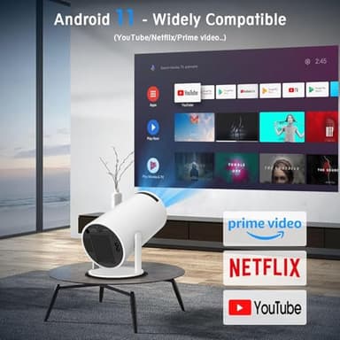 Mini Projector, Support 4K 1080P Portable Projector with Dual Band WIFI6 5G Wireless 5.2 Bluetooth Android 11, 160 ANSI Lumens, 180° Rotatable, Auto Keystone Correction,35"-130" Screen Video Projector - Image 2