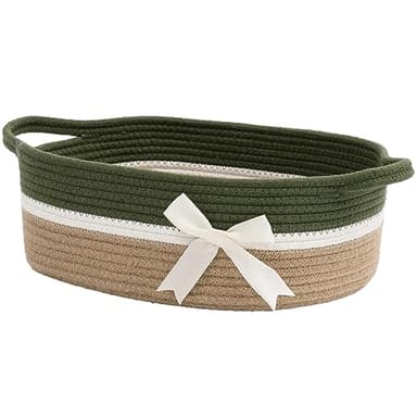 CHICVITA Small Storage Basket for Gifts Empty, Cute Decorative Basket for Living Room, Baby Gift Basket for Nursery, Rope Basket for Home Decor, 13 x 9.8 x 5 inches - Image 1