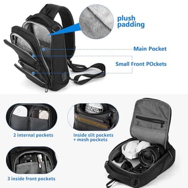 Sling Backpack Men, Waterproof Shoulder Bag with USB Charging Port, Holds 9.7 Inch ipad, Sling Bag for Traveling, Sporting, Cycling, Daily - Image 2