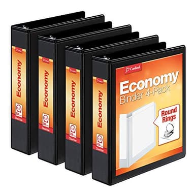Cardinal Economy 3 Ring Binder, 1.5 Inch, Presentation View, Black, Holds 350 Sheets, Nonstick, PVC Free, 4 Pack of Binders (79519) - Image 1
