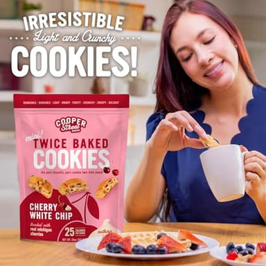 Cooper Street Twice-Baked Cherry White Chip Biscotti Cookies (16 oz Pack of 2) – Over 50 Biscotti Cookies per Bag Loaded with Real Fruit, Traditional Italian Style Snacks - Dairy, Peanut & Soy Free - Image 4