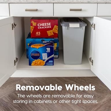 IRIS USA Dog Food Storage Container with Wheels, Airtight Lid, 2-Cup Scoop, Up to 40 Pounds Pet Food Storage, Built in Scoop Storage in Lid, Versatile Pet Food Bin, Portable, BPA Free, Gray/Dark Gray - Image 5