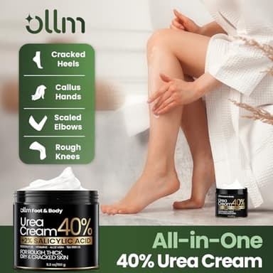 Urea Cream 40 Percent for Feet - Foot Cream for Dry Cracked Heels, 2% Salicylic Acid for Callus Remover, Maximum Strength Repair Skin, Soft & Smooth 40% Urea Lotion Moisturizer Elbows Hands Knees - Image 3