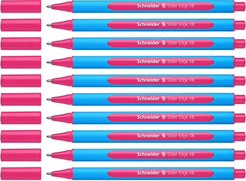 Schneider Slider Edge XB (Extra Broad) Ballpoint Pen, 1.4 mm, Light Blue Barrel, Pink, Box of 10 Pens (152209) - Image 1