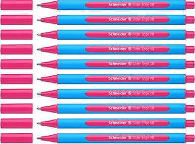 Schneider Slider Edge XB (Extra Broad) Ballpoint Pen, 1.4 mm, Light Blue Barrel, Pink, Box of 10 Pens (152209) - Image 1