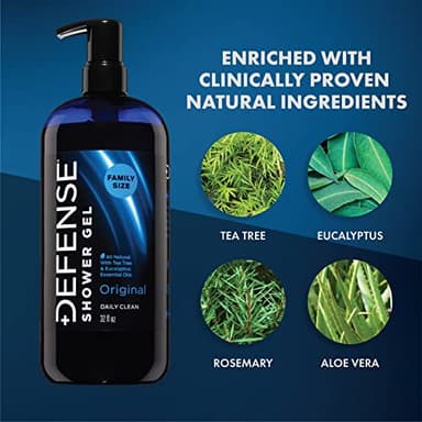 Defense Soap Body Wash 32 oz - Natural Shower Gel with Tea Tree Oil, Eucalyptus Oil, Rosemary and Aloe Vera, 32 Fl Oz (Pack of 1) - Image 2