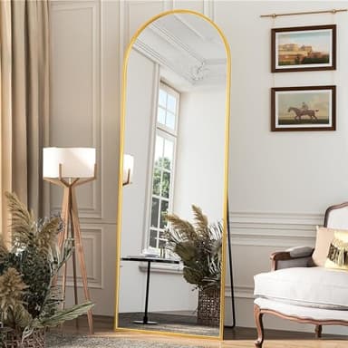 Full Length Mirror, 58"x21" Arch Floor Mirror, Floor Standing Freestanding Full Body Mirror with Stand for Bedroom, Hanging Mounted for Living Room Cloakroom, Gold - Image 3
