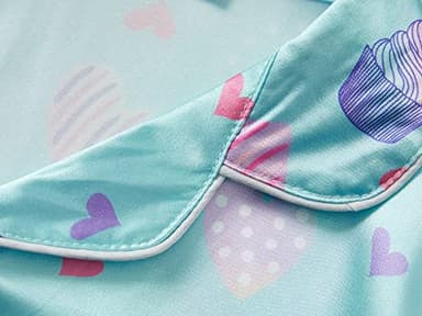 Topgal Girls Satin Coat Style Pajamas Summer Fall Short Sleeve Tee & Pants Set Size 6/7 - Image 3