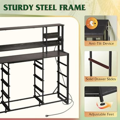 WLIVE Storage Organizer Unit with 15 Fabric Drawer & 5 Open Shelves, Tall Black Storage Drawers Organizer with Charging Station, Storage Tower Organizaton for Living Room, Hallway, Office - Image 7