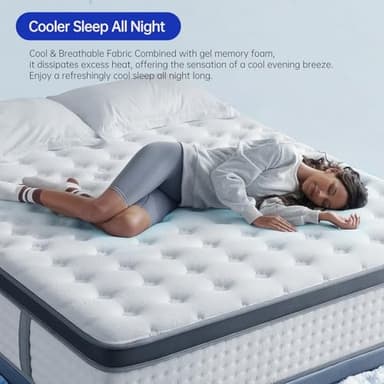 KOULABR Z King Size Mattress,14 Inch King Mattress in a Box,Superior Hybrid with Gel Memory Foam or Back & Lumbar Support,100 Night Trial,Maximum Support,Pressure Relief,Zoned Support Spring, Firm - Image 7