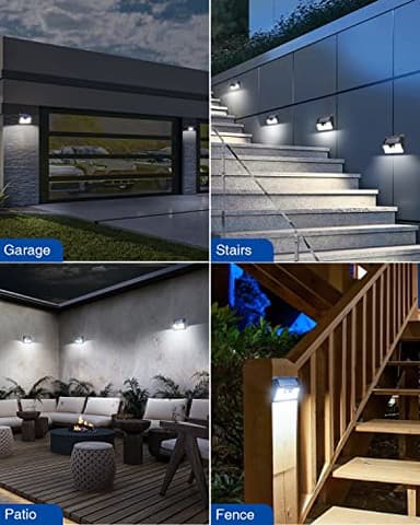 Peasur Solar Powered Lights Outdoor, 140 LED 8Pack Motion Sensor Light Outside, IP65 Waterproof Fence Security Lighting with 3 Modes for Yard Wall Garden Cool White - Image 2