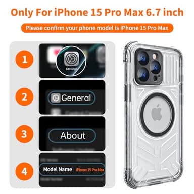 Evcing for iPhone 15 Pro Max Waterproof Case Compatible with MagSafe, Translucent Slim IP68 Underwater Built-in Screen Protector, 12FT Military Grade, 360 Full Body Protective Cover 6.7 inch Black - Image 7