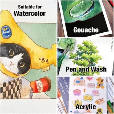 Non-Warping 100% Cotton Watercolor Paper Block - 20 Sheets of 160lb/350gsm Cold Press Water Color Art Supplies for Wet, Dry, and Mixed Media Painting, for Watercolor, Gouache, Acrylic (10.6 x 7.7'') - Image 6