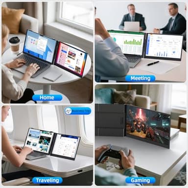 14" Dual Laptop Screen Extender with 1.3lbs - Ultra Thin Portable Monitor for Laptop Plug & Play, FHD 1080P Laptops Extended Monitor for 13"-17" Laptops, USB-C/HDMI Travel Display for Mac/Win - Image 8