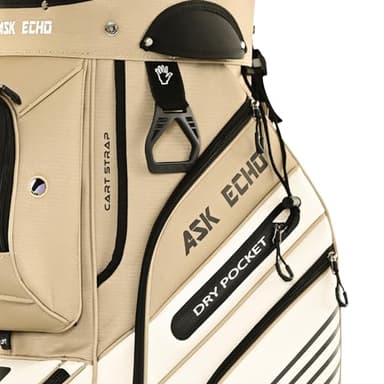 ASK ECHO 2024 T-Lock Golf Cart Bag with 14 Way Organizer Divider Top, Premium Cart Bag with Handles and Rain Cover, for Men (Toasted Almond) - Image 6