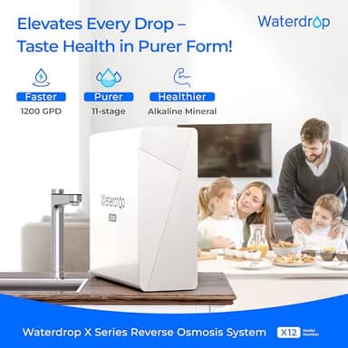 Waterdrop X12-Alkaline Mineral pH+ Reverse Osmosis System, NSF/ANSI 42&58&372 Certified, 1200 GPD RO Water Filter, 11-Stage Filtration Tankless RO System, 3:1 Pure to Drain, UnderSink, BPA Free - Image 2