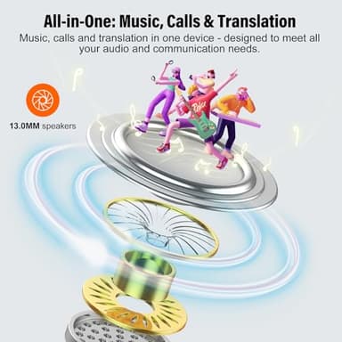 Puqo AI Language Translation Earbuds, 3-in-1 Translator Earbuds Real Time with 4 Translation Modes with APP, 164 Language Bluetooth 5.3 Headphones Translating Device for Travel/Business/Leaning, Black - Image 5