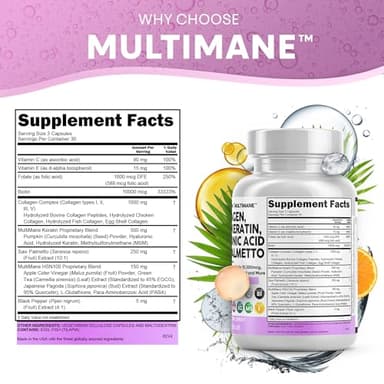Clean Nutraceuticals Collagen Pills 1000mg Biotin 10000mcg Keratin Saw Palmetto Hyaluronic Acid - Hair Skin & Nails Vitamins & DHT Blocker with Vitamin E Folic Acid Pumpkin Seed MSM - 90 Count - Image 4