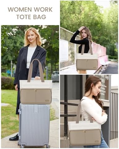 LOVEVOOK Laptop Bag for Women 15.6 Inch Canvas Laptop Large Capacity Work Bags Mutiple Pockets Teacher Bag Water Resistant Computer Bags for Business Travel Nurse, Khaki - Image 8