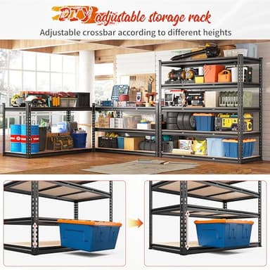 REIBII 48" W Garage Shelving 3020LBS Storage Shelves 5 Tier Heavy Duty Shelving Adjustable Garage Shelves for Basement, Warehouse, Commercial, Easy Assemble, 48" W x 72" H x 24" D - Image 4