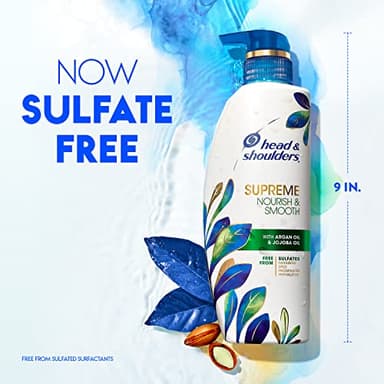 Head & Shoulders Supreme Anti Dandruff Shampoo and Conditioner Set, Sulfate Free, Argan & Jojoba Oil, For Dry Scalp, Nourishes & Smooths, Safe for Color Treated Hair, 11.8 & 9.4 Fl Oz - Image 2