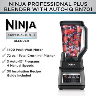 Ninja BN701 Professional Plus Blender, 1400 Peak Watts, 3 Functions for Smoothies, Frozen Drinks & Ice Cream with Auto IQ, 72-oz.* Total Crushing Pitcher & Lid, Dark Grey - Image 6