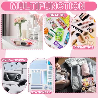 Snack Bag for Travel - Clear Chenille Varsity Letter Flat Pouch with Zipper, 12.2×8.46 inch Waterproof Clear PVC&PU Preppy Patch Makeup Cosmetic tote Bags for Women - Image 5