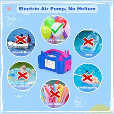 IDAODAN Electric Balloon Pump, Portable Electric Balloon Blower Machine Balloon Air Pump Dual Nozzle Rose Red 110V 600W Balloon Inflator for Party Decorations - Image 6