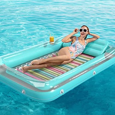 Jasonwell 4 in 1 Inflatable Tanning Pool Lounger Float - Sunbathing Lounge Floatie Raft Toys, Water Filled Tanning Bed Mat Pad Blow Up Kiddie Pool with Ball Pit for Adult, Kids (L) - Image 7