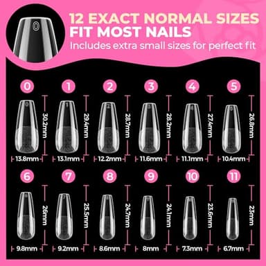 UNA GELLA Long Coffin Nail Tips, 504pcs Pre-Shape Fake Nails Half Matte Full Cover Acrylic Gel Nail Tips Clear Long Coffin Press On Nails Home DIY Extension 12 Sizes Gelly Tips - Image 8