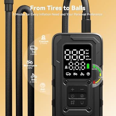 Tire Inflator Portable Air Compressor - 4X Faster 160 PSI Portable Air Pump for Cars - Cordless Tire Inflators with Gauge - Portable Tire Inflator for Car, Pickup, Bike and More - Image 5