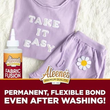 Aleene's Fabric Fusion Glue 4 oz 3-Pack, Permanent and Washable Adhesive, No-Sew Fabric Glue for Clothing, Denim, Polyester, Cotton, Flannel Materials, Dries Flexible - Image 7