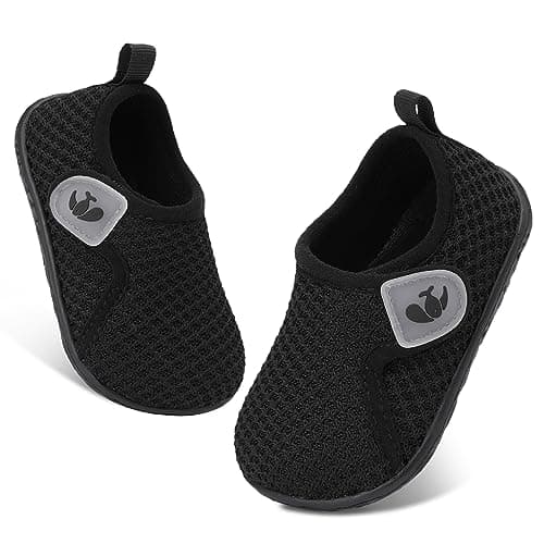 FEETCITY Baby First Walking Shoes Boys Girls Toddler Sneakers Anti-Slip Newborn Crib Shoes Black - Image 1