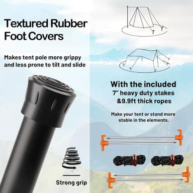 Tarp Poles Heavy Duty Adjustable, AVOFOREST Aviation Aluminum 8.7FT Tent Poles Lengthen and Thicken with Protection Cap Awning Poles Set of 2 for Hiking - Image 9