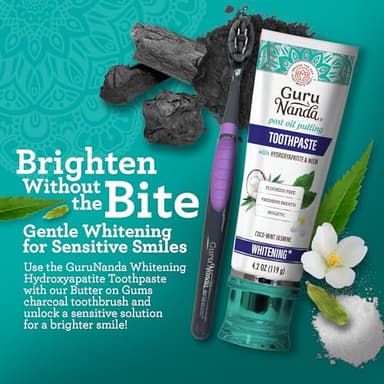 GuruNanda Butter on Gums Charcoal Toothbrush - 8000+ SoftexTM Bristles for Sensitive Teeth & Gums, Aids in Teeth Whitening, Extra Soft (6 Count) - Image 7